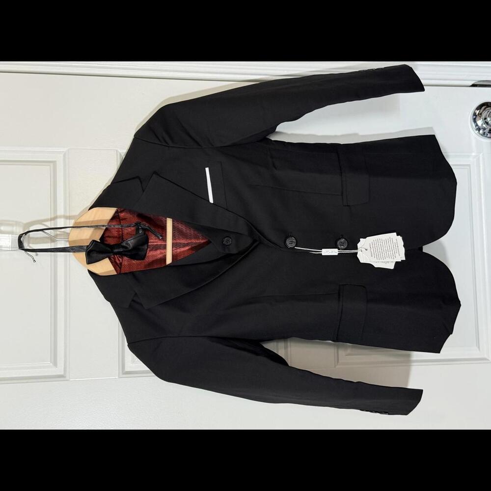 YuanLu Boys Suits 5 Piece Set of Jacket Pants for Kids Size 8 Solid Black